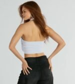 Take The Plunge Sleeveless Halter Crop Top - Image 19