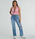 Take The Plunge Sleeveless Halter Crop Top - Image 28