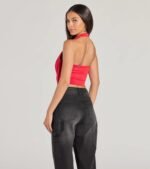 Take The Plunge Sleeveless Halter Crop Top - Image 23