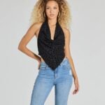 Alluring Flocked Leopard Print Halter Top