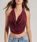Take The Plunge Sleeveless Halter Crop Top - Image 17