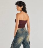 Chic Attitude Lace Trim Mesh Corset Top - Image 2
