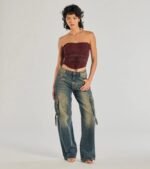 Chic Attitude Lace Trim Mesh Corset Top - Image 3