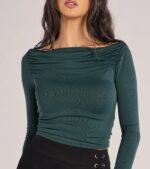 Casual Icon Off-The-Shoulder Long Sleeve Top - Image 4