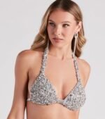 Rave Babe Rhinestone Halter Bra Top - Image 4