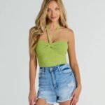 New You Sweetheart Halter Crop Top
