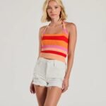 Stripe With It Halter Ribbed Knit Crop Top