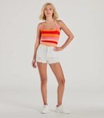 Stripe With It Halter Ribbed Knit Crop Top - Image 3