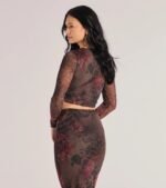 Wild Blossom Abstract Print Tie-Front Crop Top - Image 3