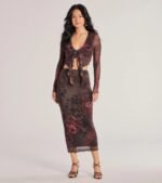 Wild Blossom Abstract Print Tie-Front Crop Top - Image 4