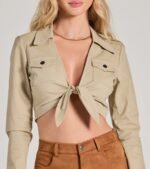 Adventurous Girlie Tie-Front Crop Top - Image 4