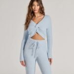 Cozy Life Chenille Knit Twist-Front Crop Top
