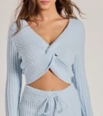 Cozy Life Chenille Knit Twist-Front Crop Top - Image 4
