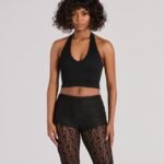Day Or Night Halter V-Neck Crop Top