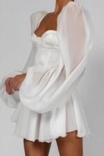 Lantern sleeve slim sexy chiffon dress - Image 3