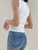 Vibemartini Solid Wavy Textured Tank Top - Image 2