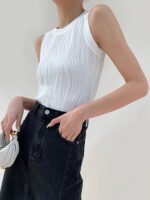 Vibemartini Solid Wavy Textured Tank Top - Image 3
