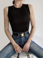 Vibemartini Solid Wavy Textured Tank Top - Image 8