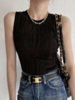 Vibemartini Solid Wavy Textured Tank Top - Image 9