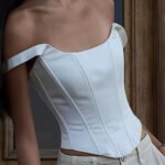 Vibemartini Ivory Glow Tied Crop Corset Top