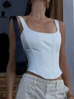 Vibemartini Ivory Glow Tied Crop Corset Top - Image 5