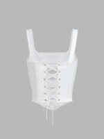 Vibemartini Ivory Glow Tied Crop Corset Top - Image 3