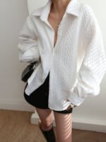 Vibemartini Cable Knit Oversized Shirt