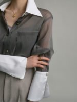 Vibemartini Semi-Sheer Leisure See Through Shirt With Cami Top - Image 5