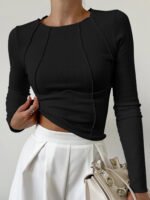 Vibemartini Basic Piping Long Sleeve Top - Image 6