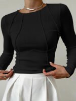 Vibemartini Basic Piping Long Sleeve Top - Image 5