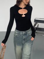 Vibemartini Double Keyholes Long Sleeve Top