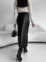 Vibemartini Faux Leather Slit Midi Skirt - Image 4