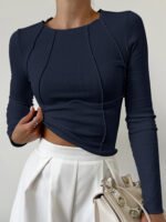 Vibemartini Basic Piping Long Sleeve Top - Image 9