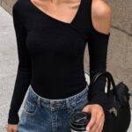 Vibemartini Asymmetrical Neck One Shoulder Slinky Top