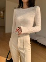 Vibemartini Floral Hollow Knit Crew Neck Long Sleeve Top - Image 6