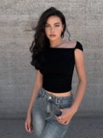 Vibemartini Asymmetrical Neck One Shoulder Off Top - Image 2