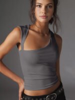Vibemartini Asymmetric Neck Cut Out Tank Top - Image 9