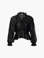 Vibemartini Sheer Chiffon Ruffle Detail Blouse - Image 4