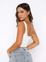 Vibemartini Lace Trim Button Up Strappy Top - Image 5