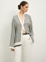 Vibemartini Satin Striped Button Cozy Blouse - Image 2
