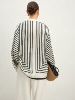 Vibemartini Satin Striped Button Cozy Blouse - Image 3