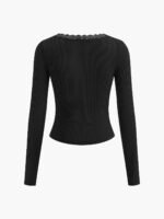 Vibemartini Lace Trim Long Sleeve Crop Top - Image 5