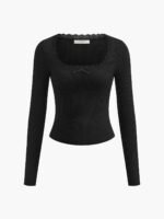 Vibemartini Lace Trim Long Sleeve Crop Top - Image 6
