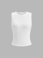 Vibemartini Solid Wavy Textured Tank Top - Image 4