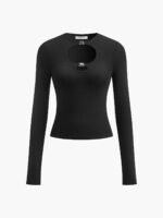 Vibemartini Double Keyholes Long Sleeve Top - Image 5