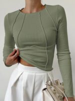 Vibemartini Basic Piping Long Sleeve Top - Image 11