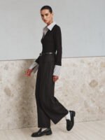 Vibemartini Mock Two-Piece Long-Sleeve Two Tone Polo Top - Image 5