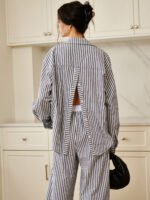 Vibemartini Cotton & Linen Pinstripe Loose Shirt - Image 3