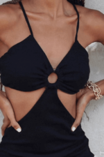 V Neck Triangle Hollow Strap Dress - Image 6
