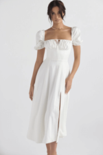 Elegant Puff Sleeve Slit Dress - Image 6